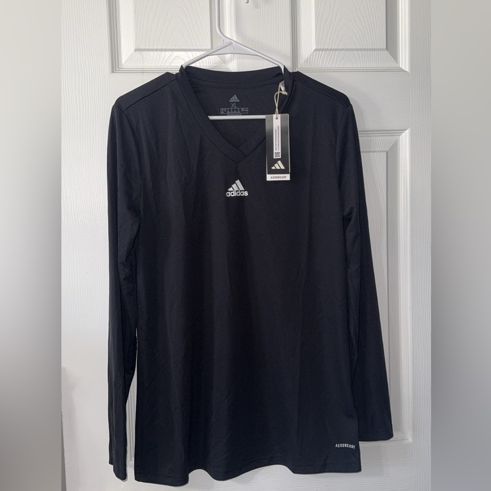 Adidas women’s V-Neck Black Long Sleeve Tee